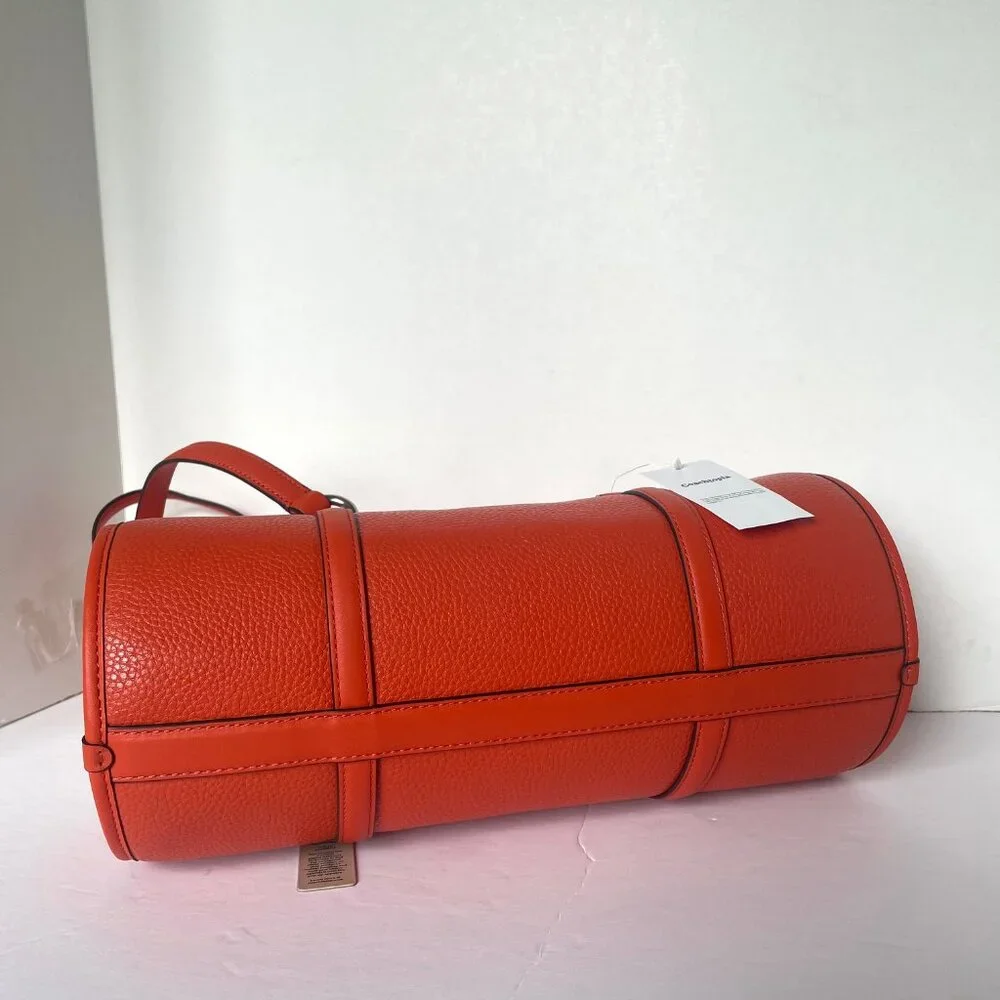 Coach Barrel Shoulder Bag Coachtopia Leather CT382 Medium Top Zip Sun Orange - Picture 8 of 10